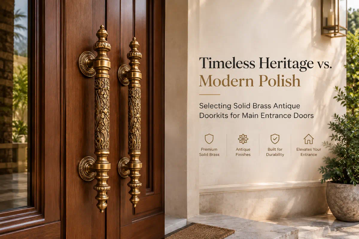 Antique brass door handles